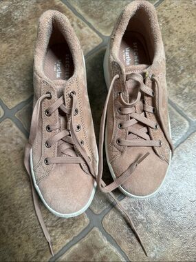 Skechers Women's Suede Lace-Up Sneakers in Blush